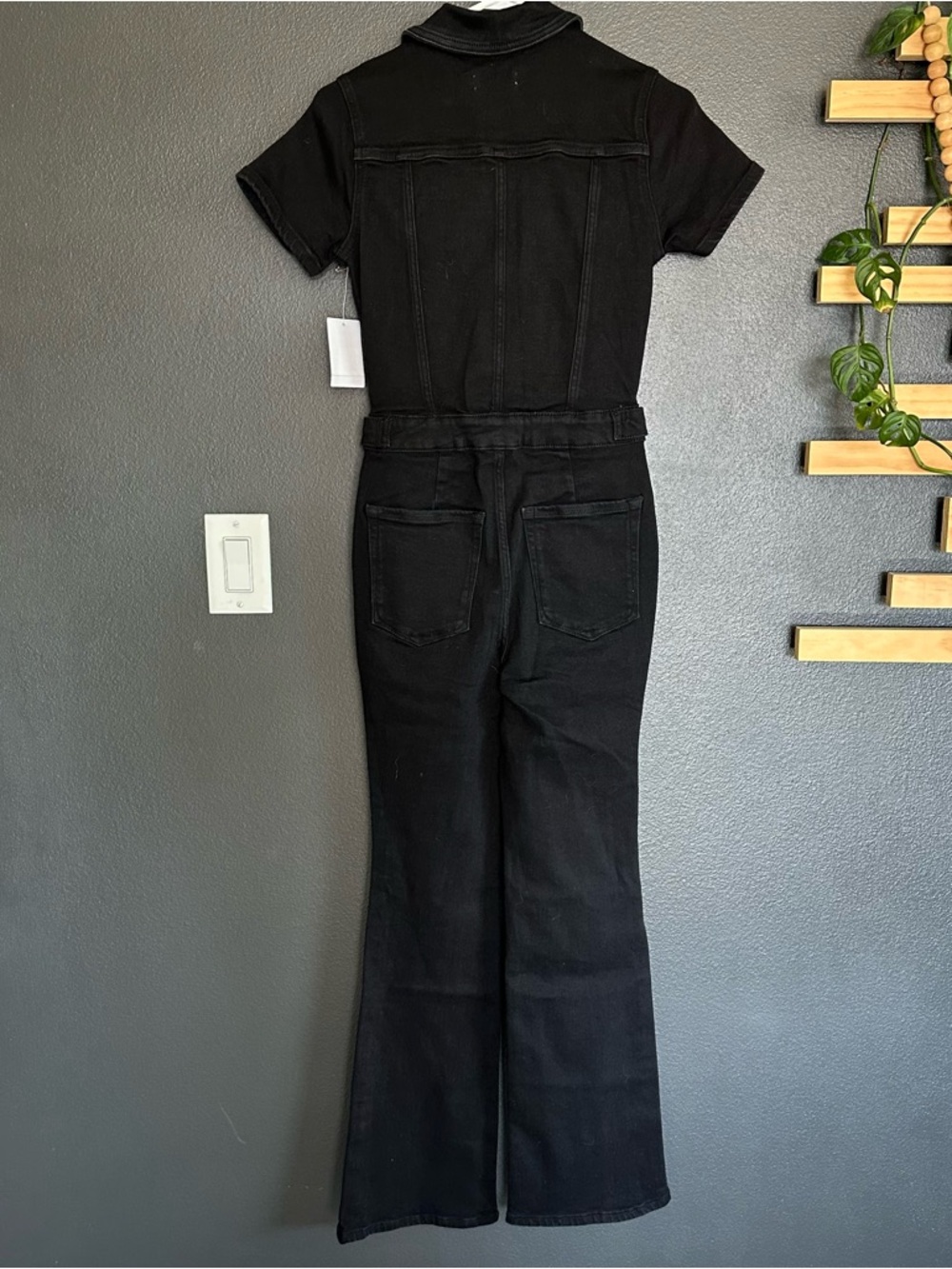Good American Fit For Success Bootcut Denim Jumpsuit Black M NWT - Picture 4 of 7